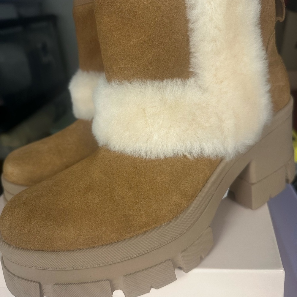 UGG Tan and Cream Fur-Lined Winter Boots